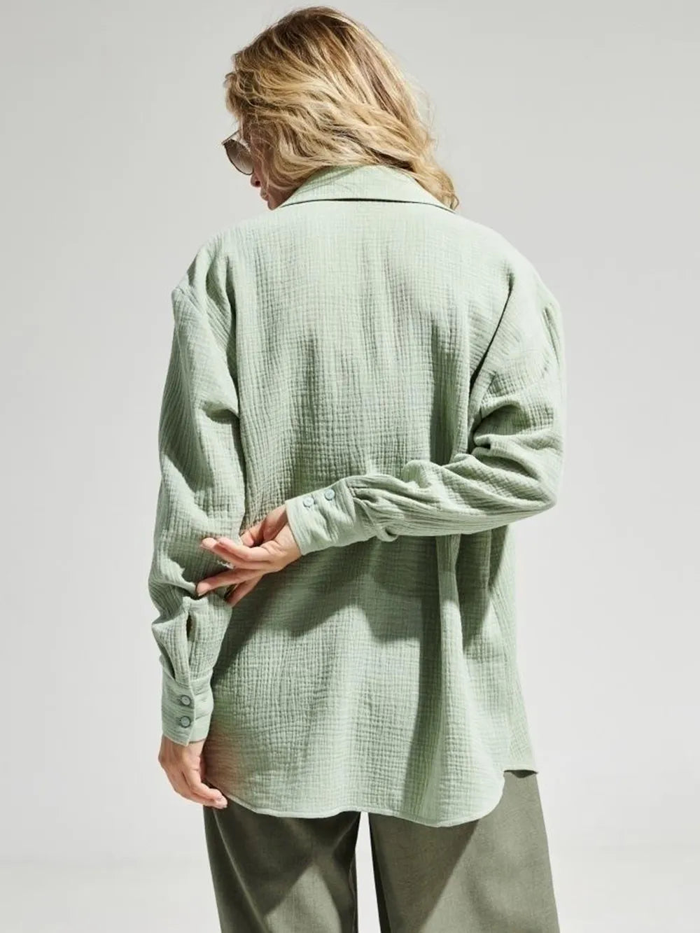 Textured Collared Neck Long Sleeve Shirt (25)
