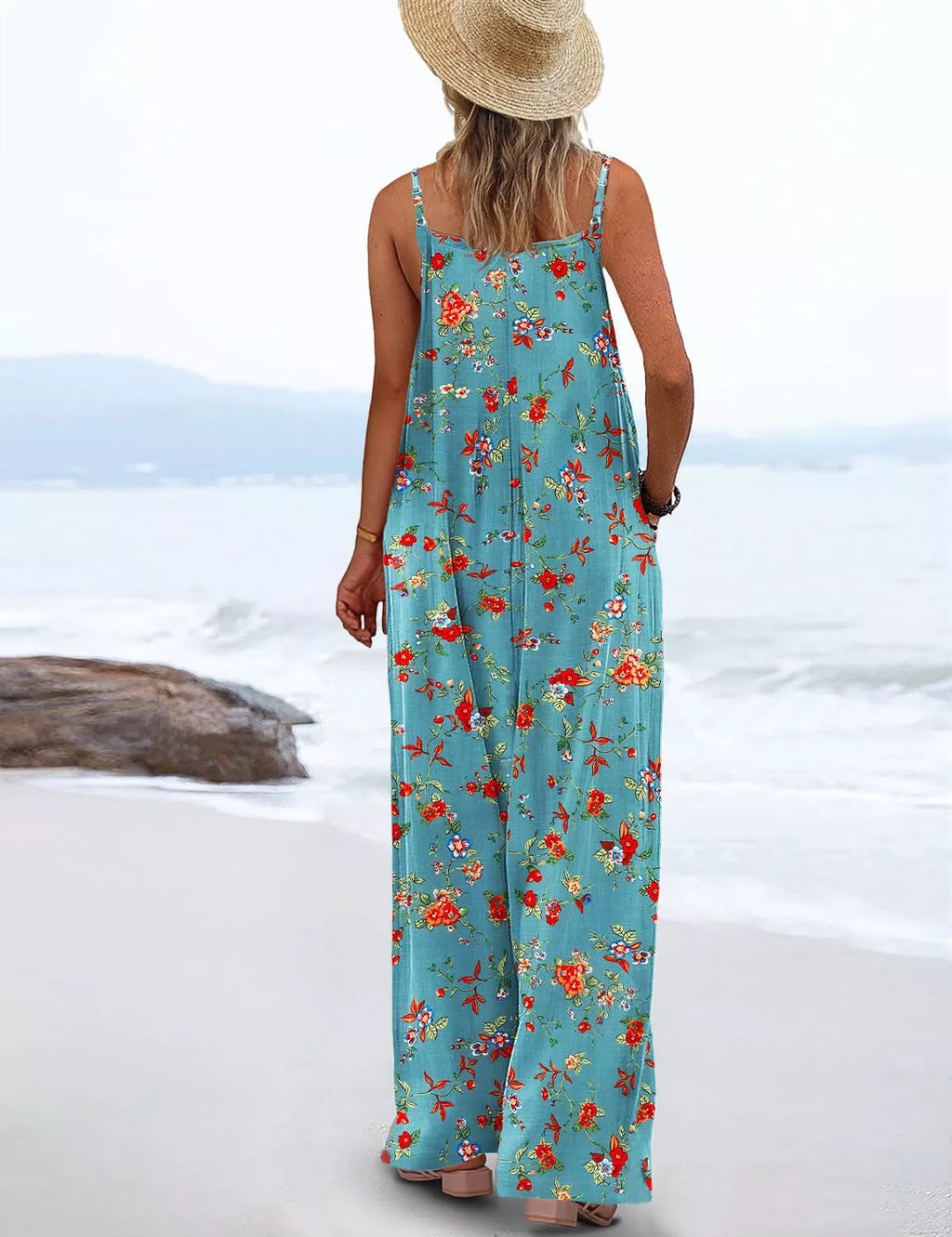 Full Size Floral Print Wide Leg Casual Jumpsuit Plus (12)