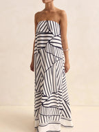 Smocked Printed Tube Maxi Dress (8)