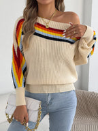 Striped Knit Boat Neck Sweater (6)