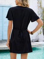 Notched Flutter Sleeve Mini Dress (10)