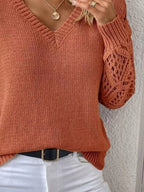 V-neck Hollow-out Sleeve Knit Sweater (12)