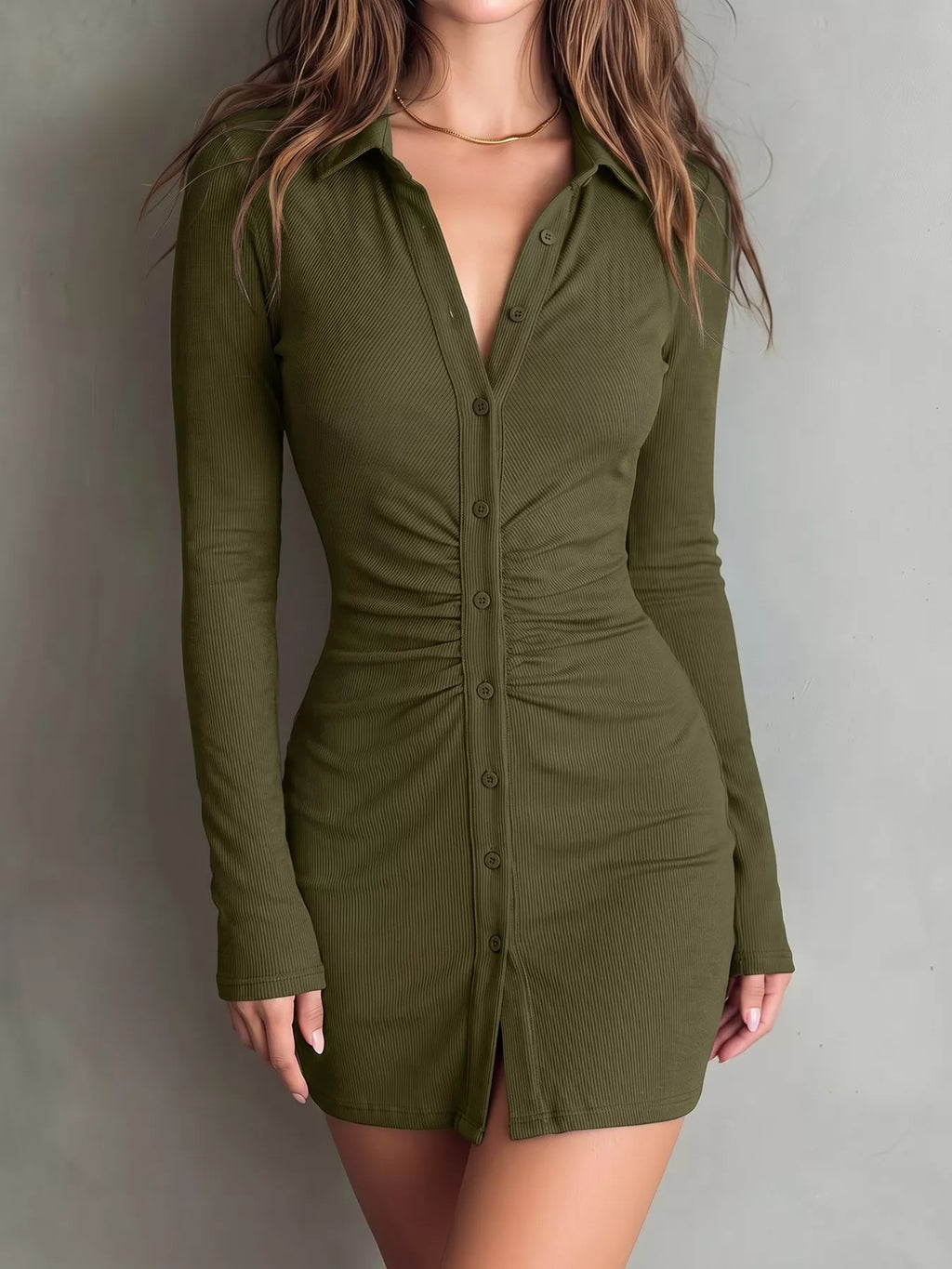 Button-down Bodycon Mini Dress (7)