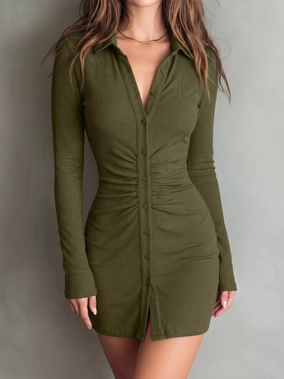 Button-down Bodycon Mini Dress (7)