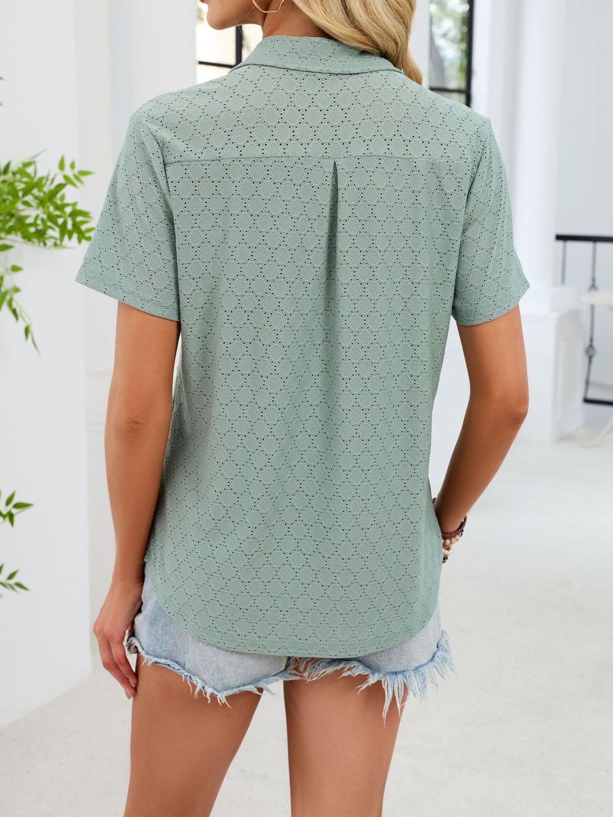 Eyelet Short Sleeve Blouse (26)