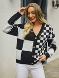 Plaid V-neck Dropped Shoulder Cardigan (7)