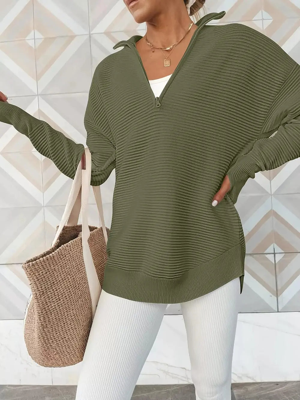 Half Zip Long Sleeve Knit Top (19)