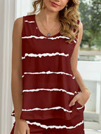 Striped Round Neck Tank Shorts Lounge Set (10)