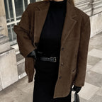 Brushed Velvet Retro Lapels Loose Suede Jacket photo 2
