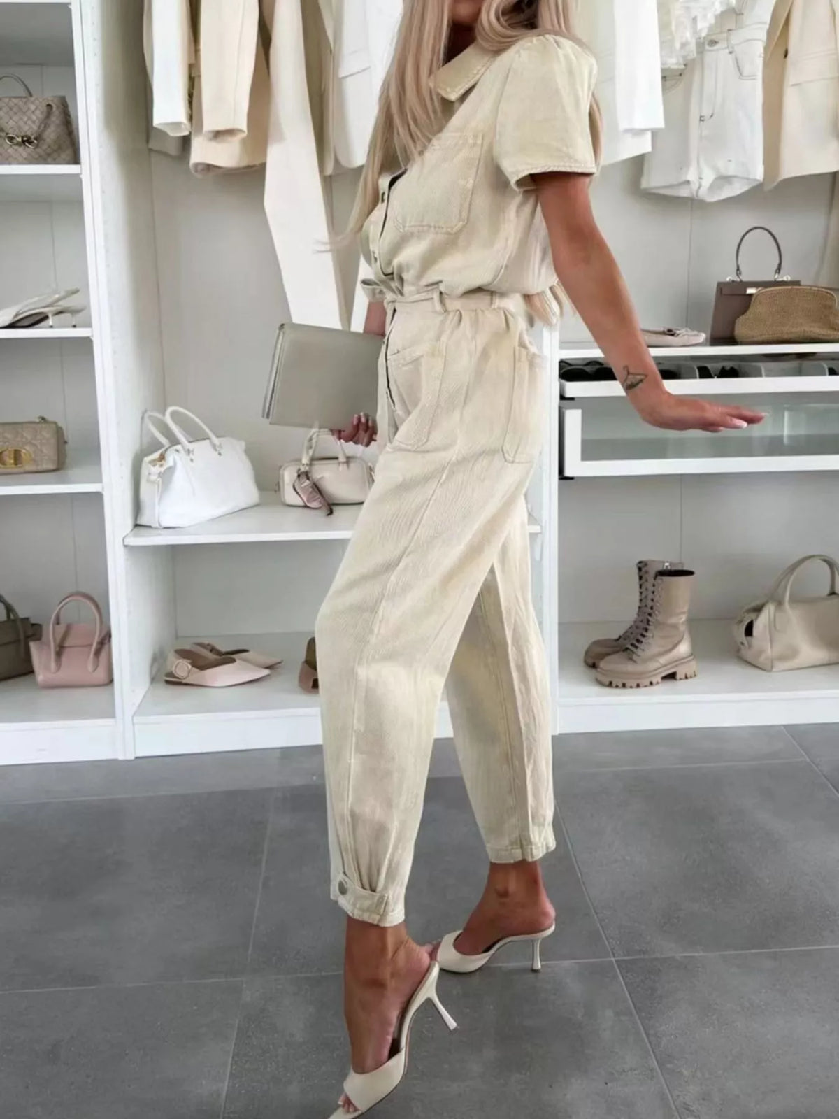 Vintage Wash Short Sleeve Denim Jumpsuit (6)