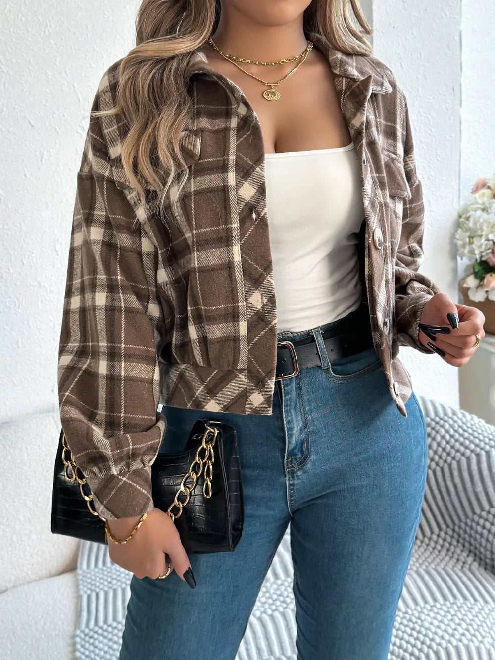 Plaid Button Up Long Sleeve Jacket (12)