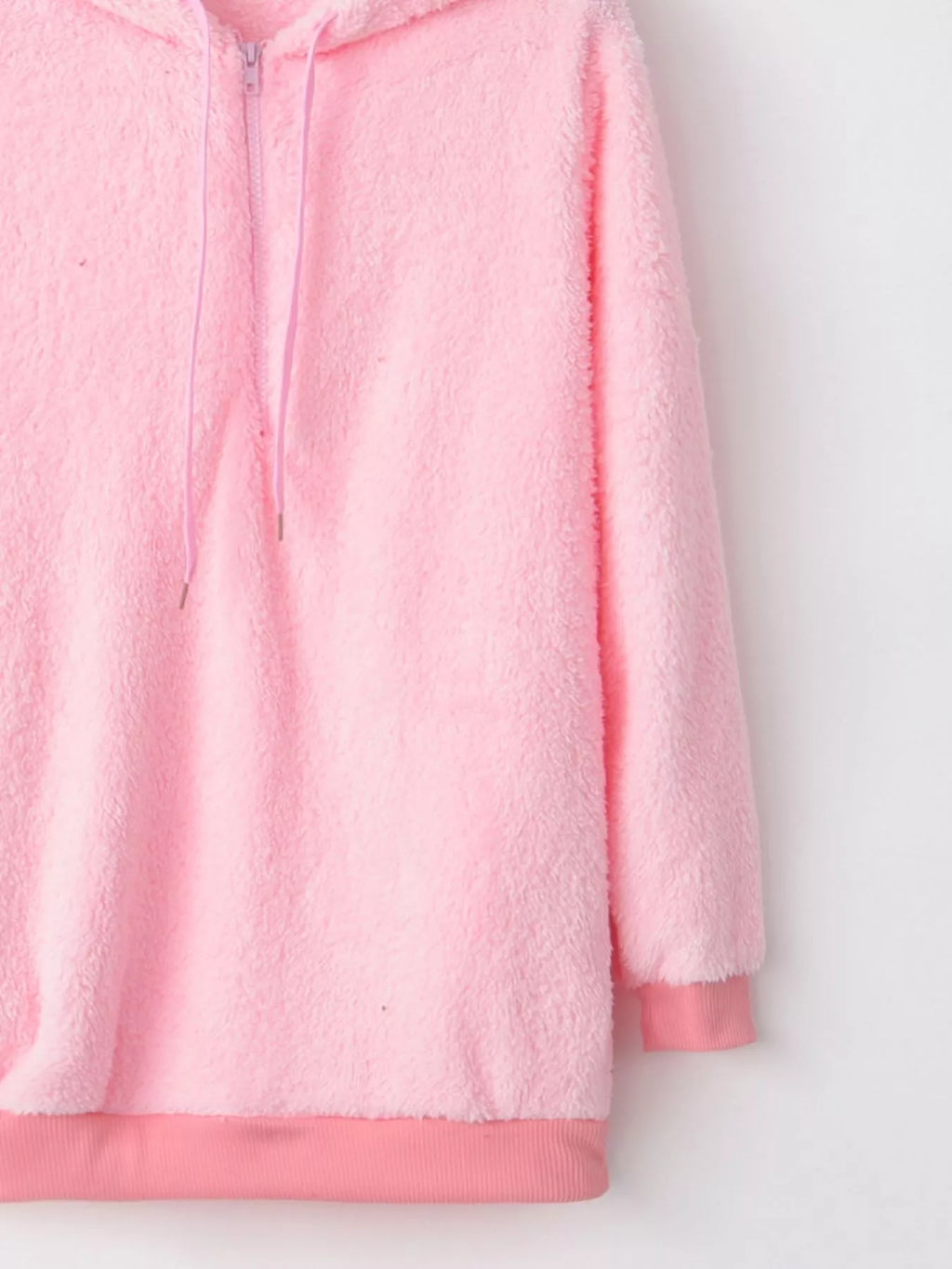 Full Size Half Zip Drawstring Fleece Hoodie Plus (15)