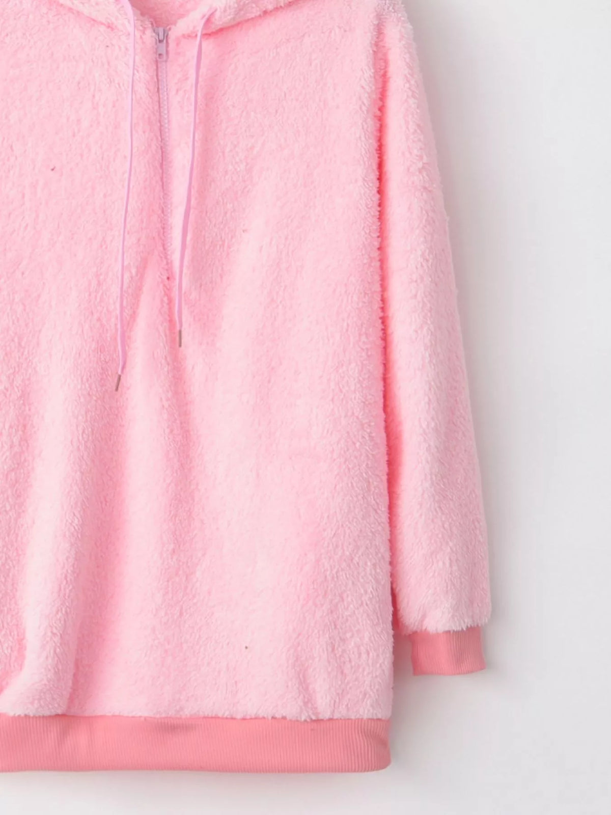 Full Size Half Zip Drawstring Fleece Hoodie Plus (15)