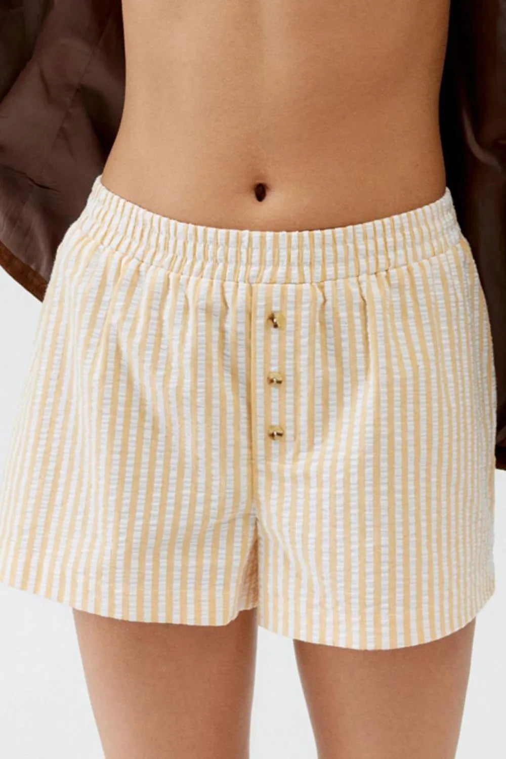 Striped Elastic Waist Shorts (7)