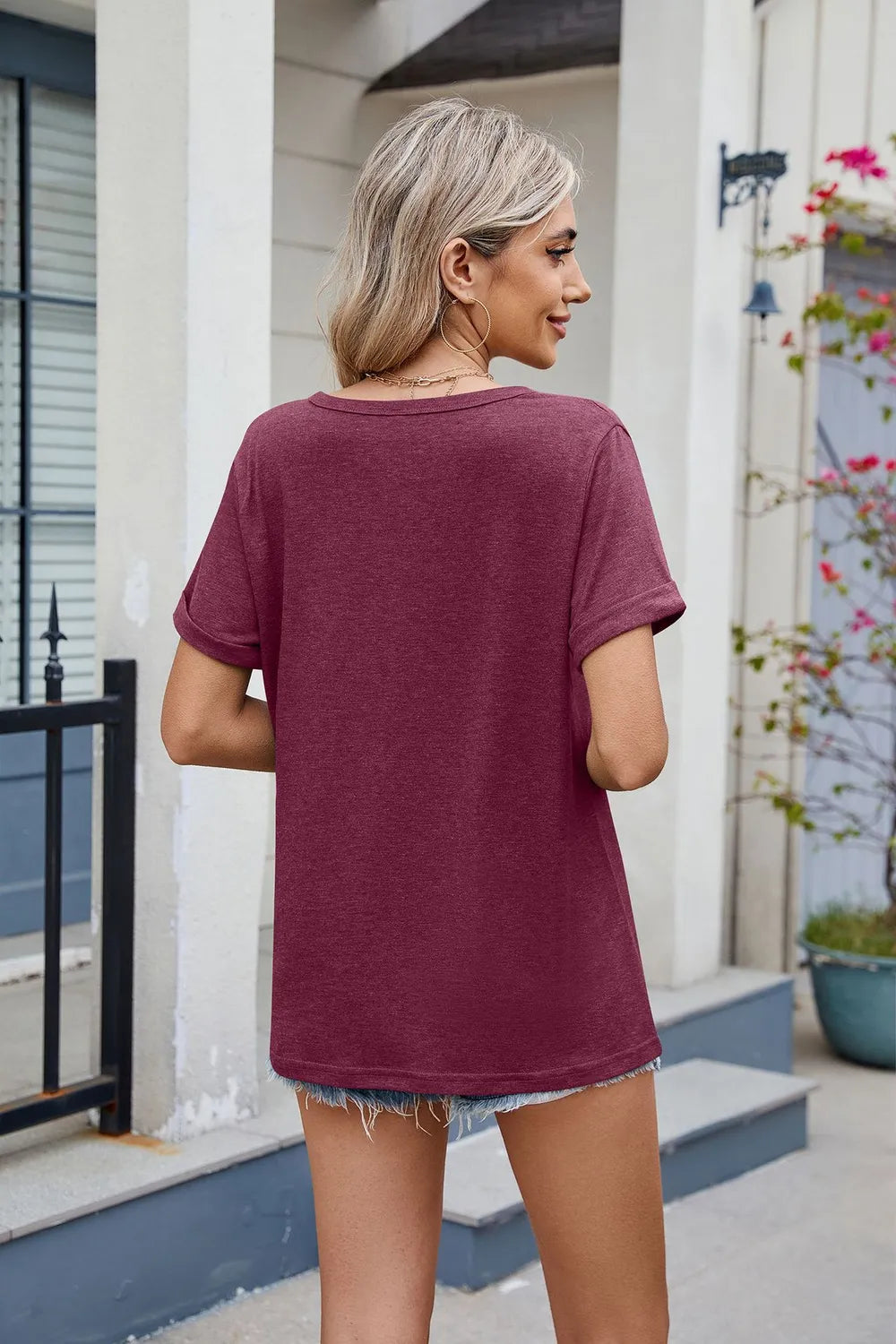 Notched Short Sleeve T-shirt (22)