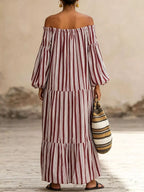 Off-shoulder Striped Maxi Dress (11)