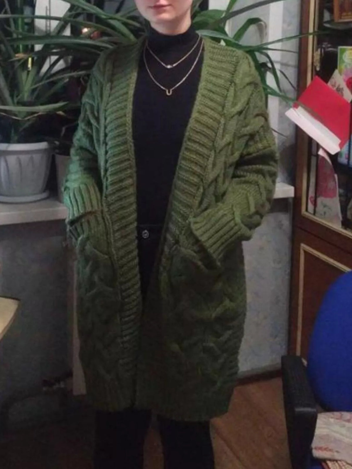 Chunky Knit Open Front Cardigan (12)