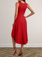 Ruched Round Neck Sleeveless Dress (10)