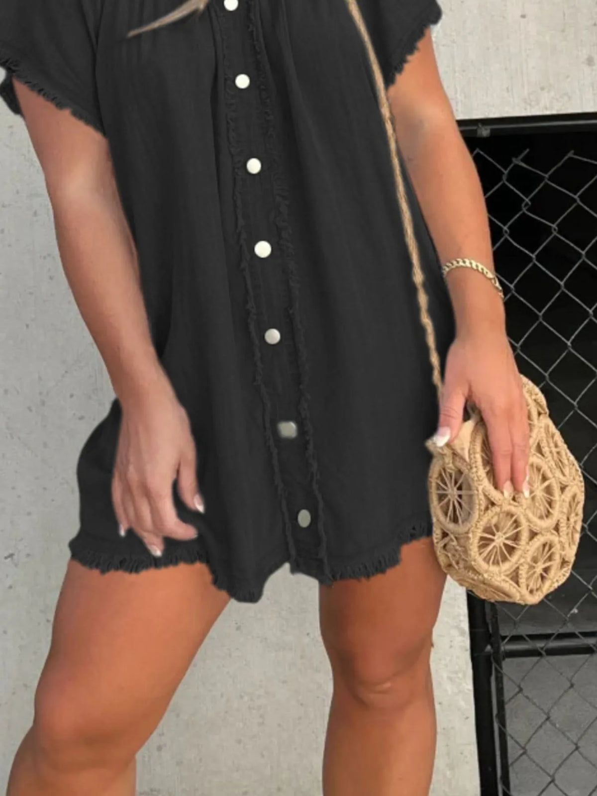 Full Size Raw Hem Mini Denim Dress Plus (7)