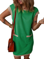 Round Neck Cap Sleeve Mini Dress (24)