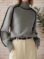 Contrast Trim Turtleneck Sweater (10)