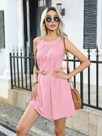 Eyelet Grecian Neck Mini Dress (17)