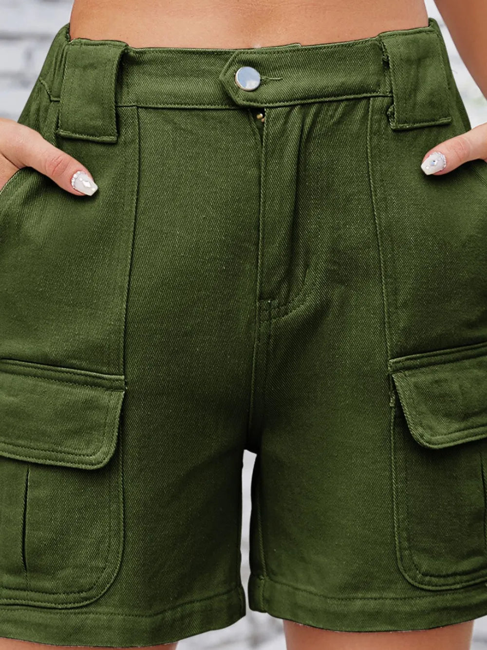 High Waist Washed Denim Shorts (16)
