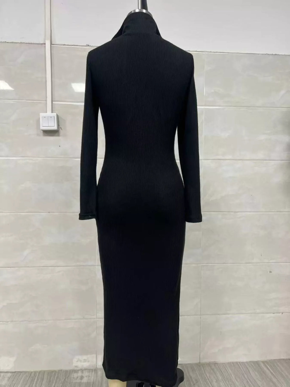 Ribbed Knit V-neck Sweater Dress (7)