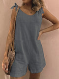 Full Size Tie-shoulder Romper Pockets Plus (38)