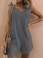 Full Size Tie-shoulder Romper Pockets Plus (38)