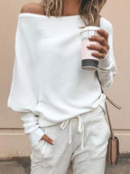 Single Shoulder Ribbed Knit Top (2)
