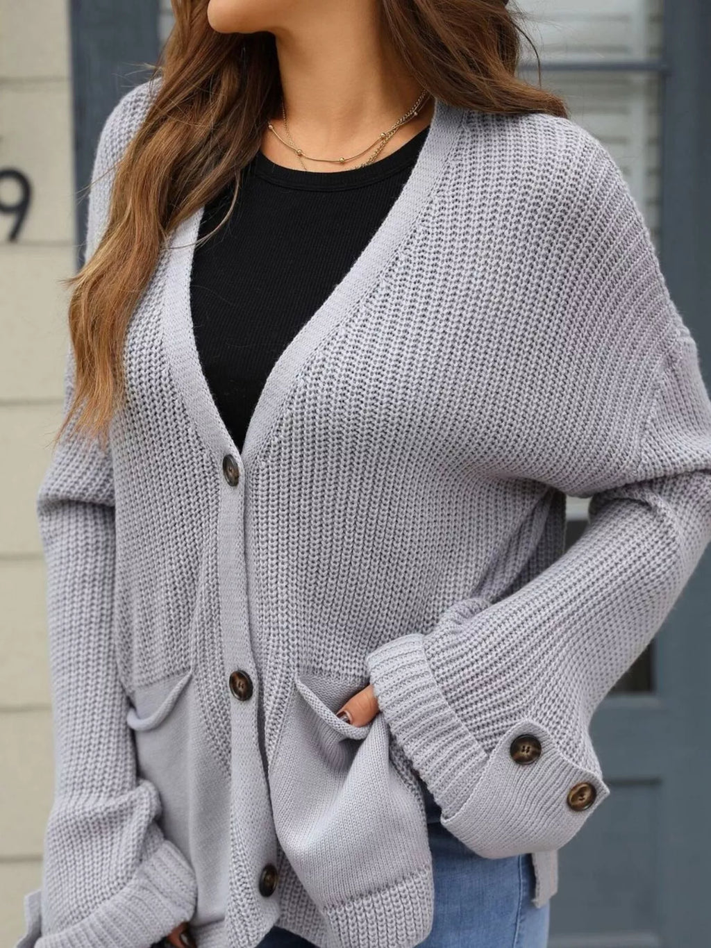 Oversized Knit Button-down Cardigan (8)