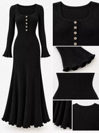 Button-front Ribbed Knit Maxi Dress (11)