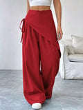 Wrap-front Wide-leg Pants