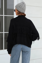 Fringe Trim Open Front Cardigan (18)