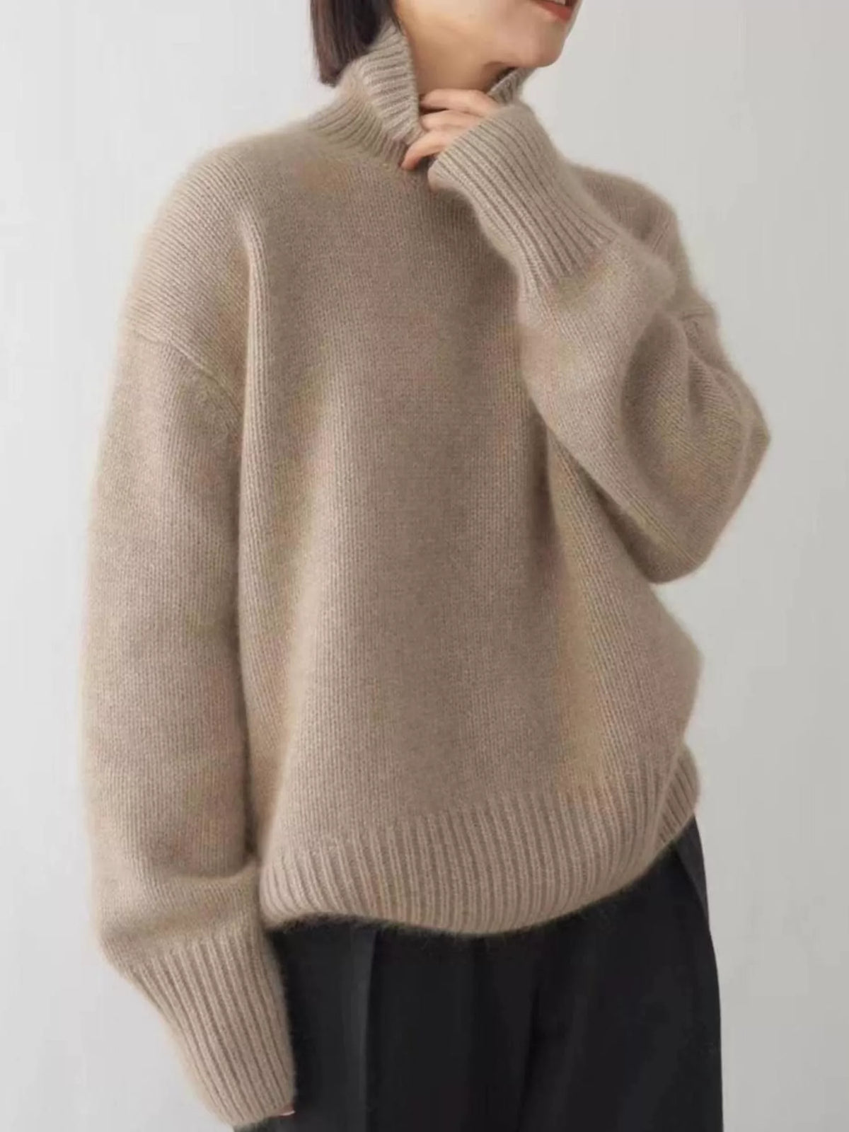 Turtleneck Dropped Shoulder Sweater (19)