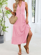 Sleeveless Notched Tiered Midi Dress (25)
