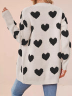 Heart Pattern Knit Button-up Cardigan (19)