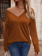 V-neck Long Sleeve T-shirt (21)