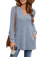 Ribbed Notched Long Sleeve T-shirt (4)