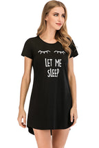 Graphic Round Neck Short Sleeve Lounge Dress (14)