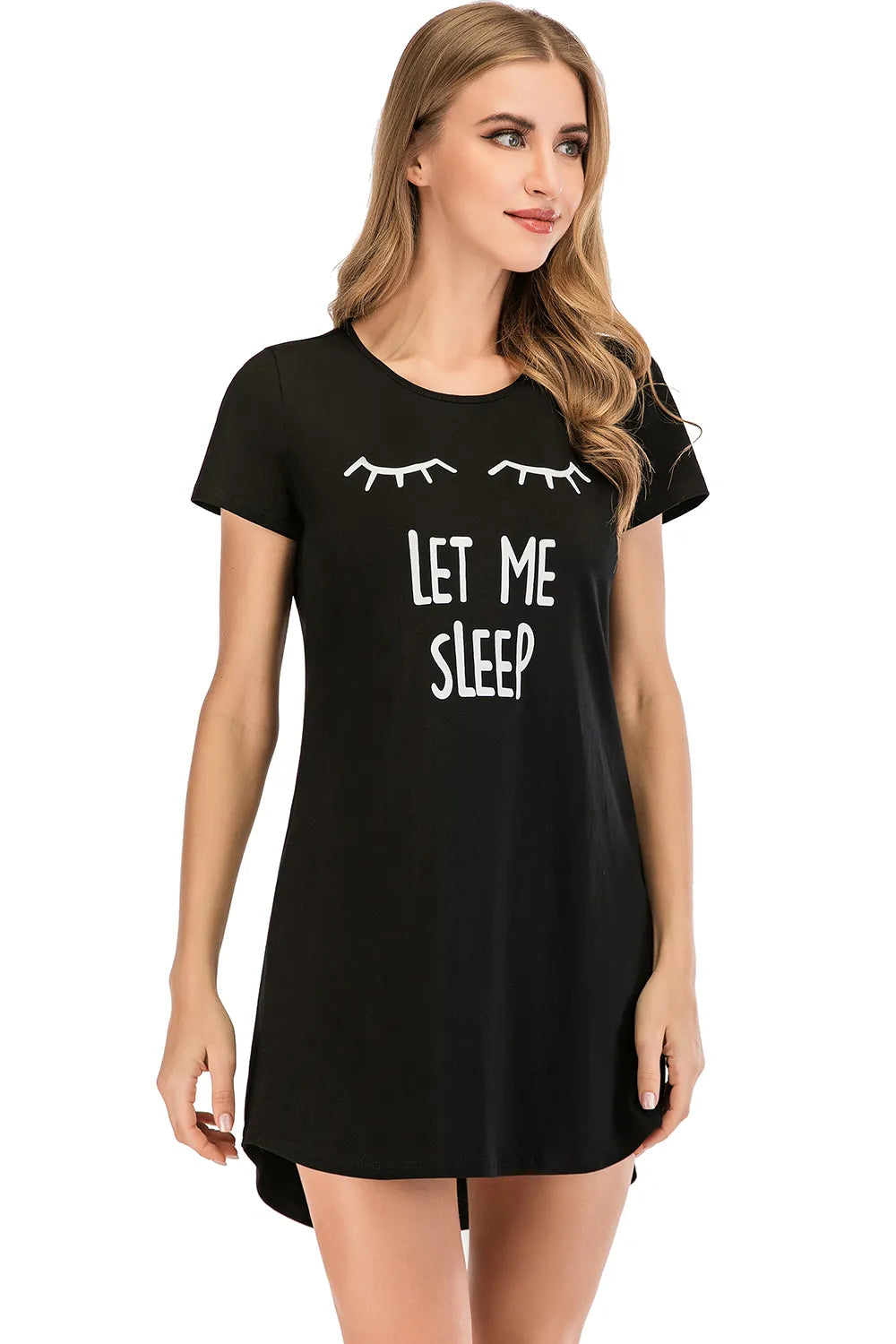 Graphic Round Neck Short Sleeve Lounge Dress (14)