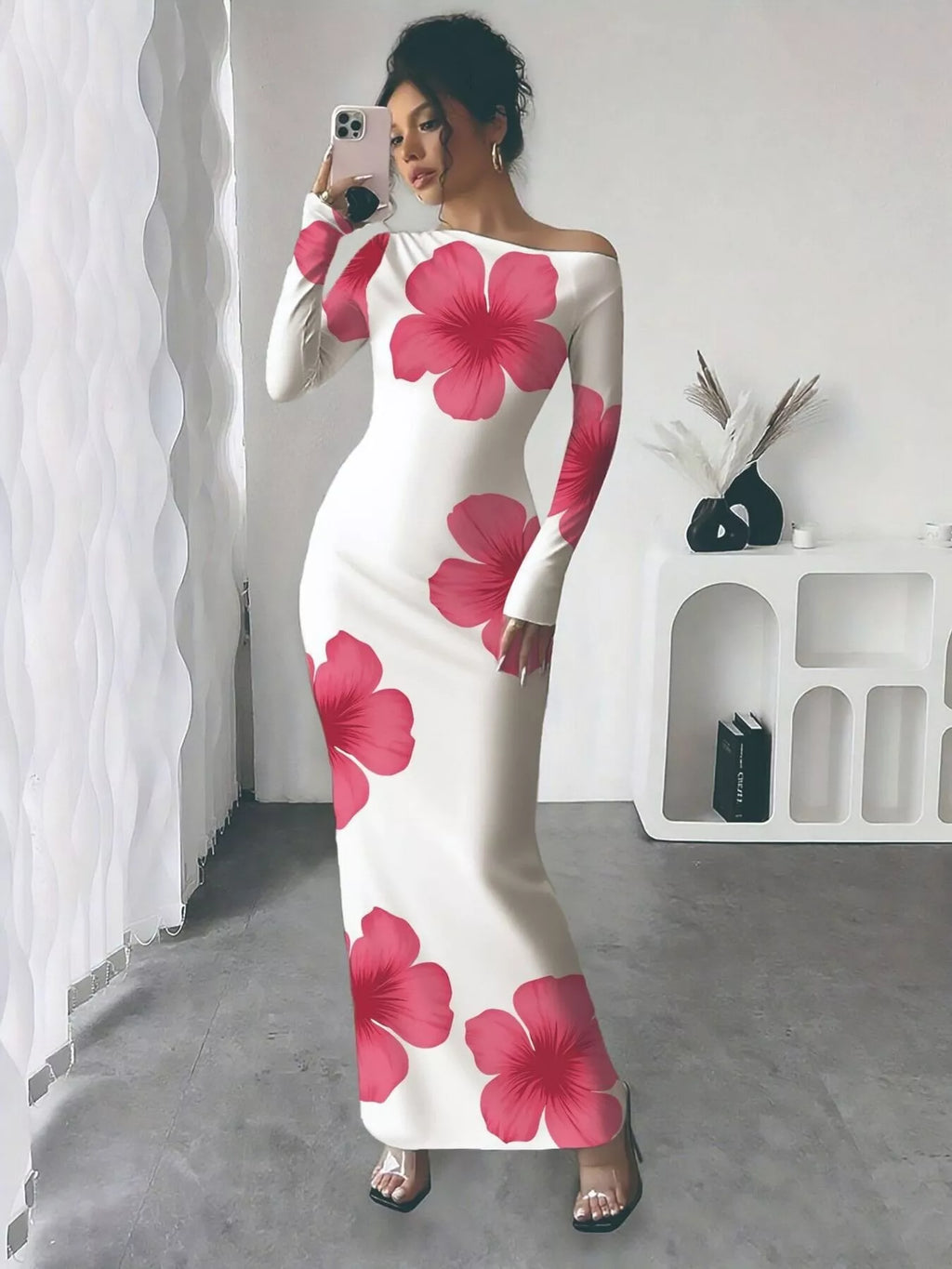 Floral Print One Shoulder Maxi Dress (9)