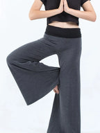 High Waisted Wide Leg Yoga Pants Contrast Waistband (3)