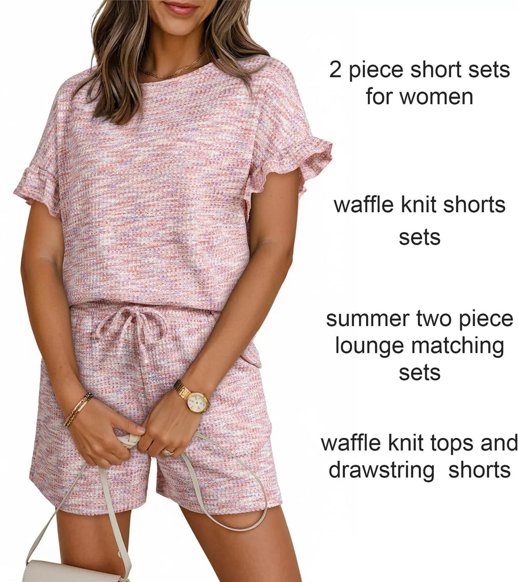 Ruffle Sleeve Textured Top Shorts Set (6)