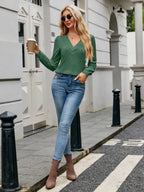 V-neck Long Sleeve T-shirt (9)