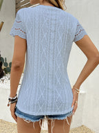 Crochet Lace Short Sleeve T-shirt (10)