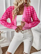 Houndstooth V-neck Button Up Cardigan (19)