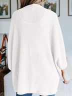 Full Size Open Front Waffle Knit Cardigan Plus (38)
