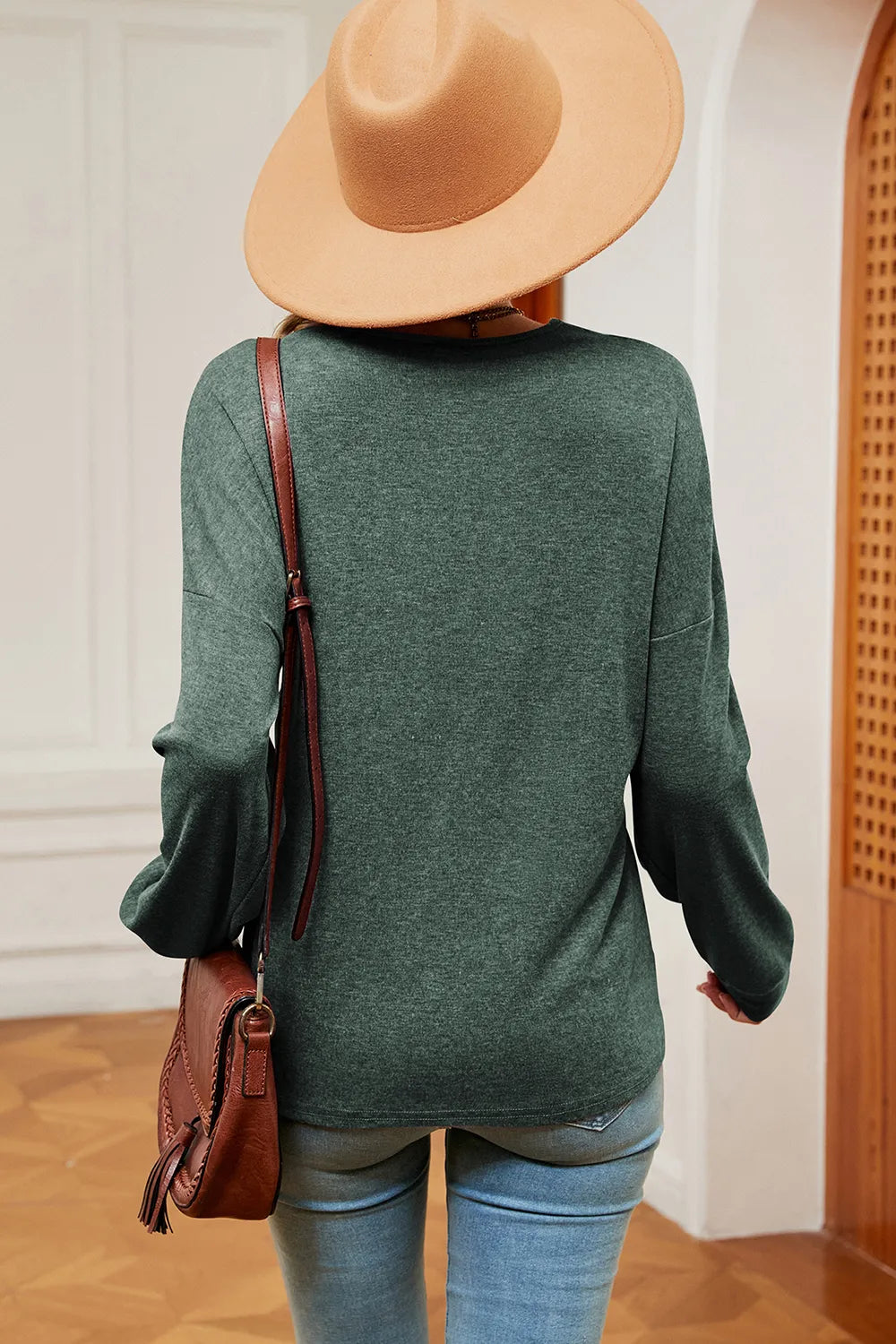 V-neck Dropped Shoulder T-shirt (8)